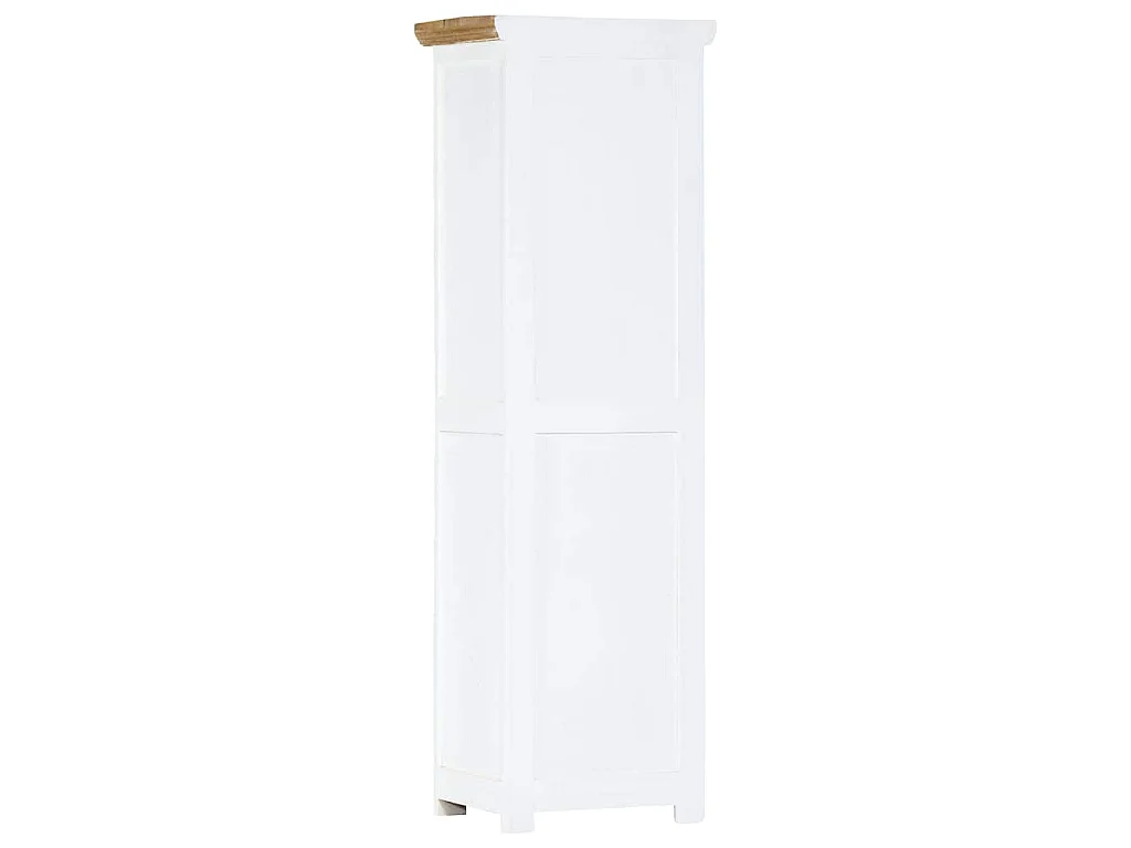 Buffet Blanc et marron 40x30x128cm Bois de manguier solide brut