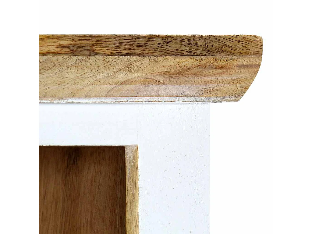 Buffet Blanc et marron 40x30x128cm Bois de manguier solide brut