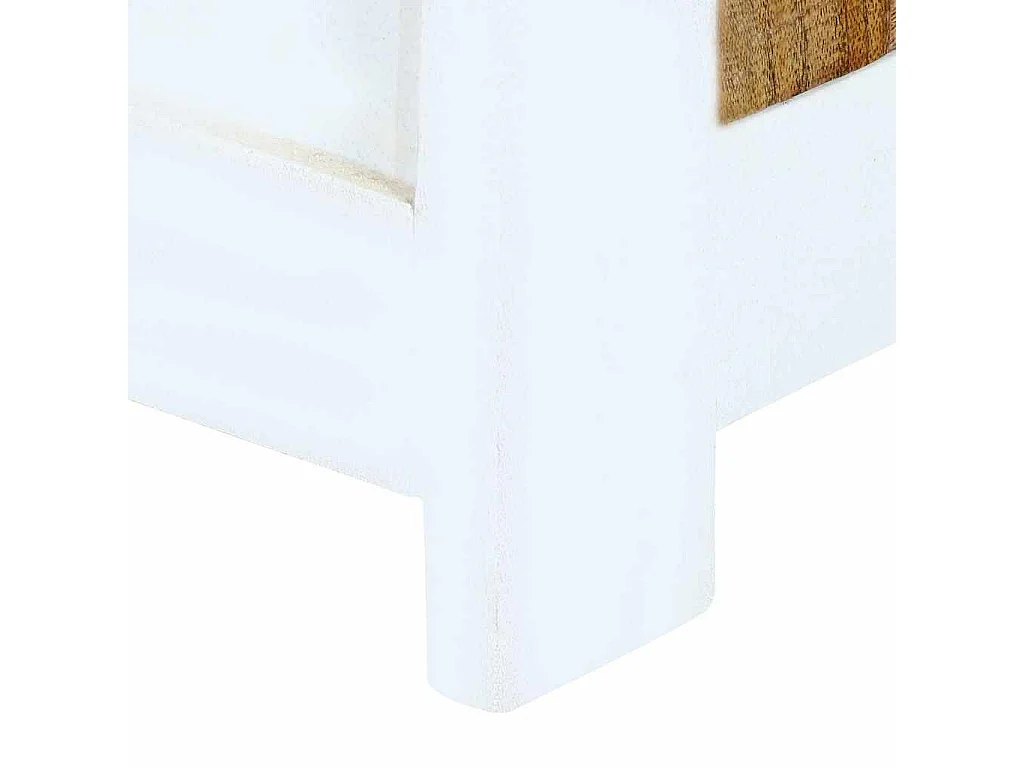 Buffet Blanc et marron 40x30x128cm Bois de manguier solide brut