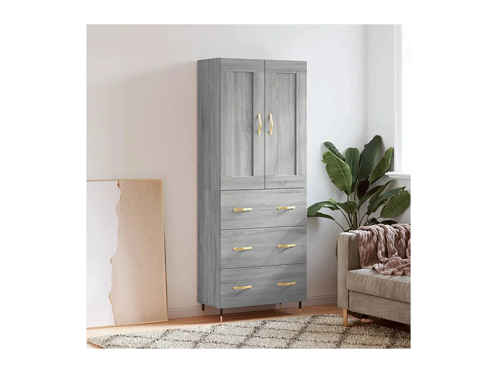 Buffet haut Sonoma gris 69,5x34x180 cm Bois d'ingénierie