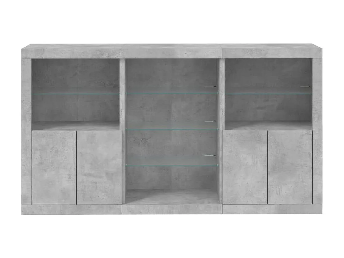 Buffet avec lumières LED gris béton 181,5x37x100 cm