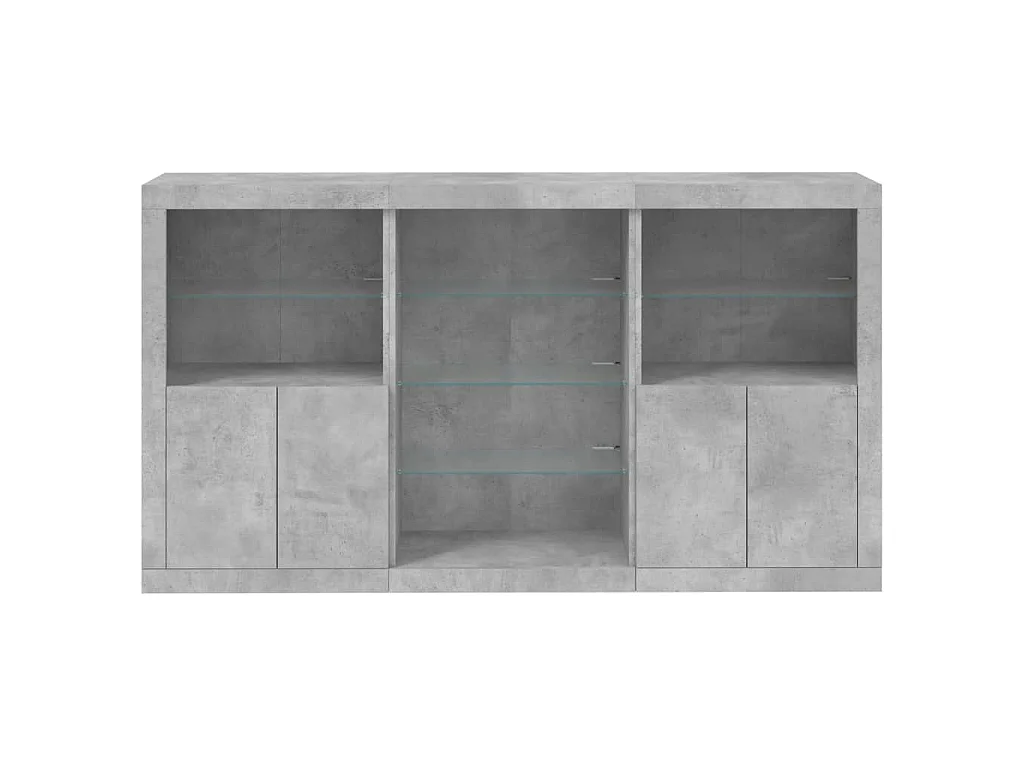 Buffet avec lumières LED gris béton 181,5x37x100 cm