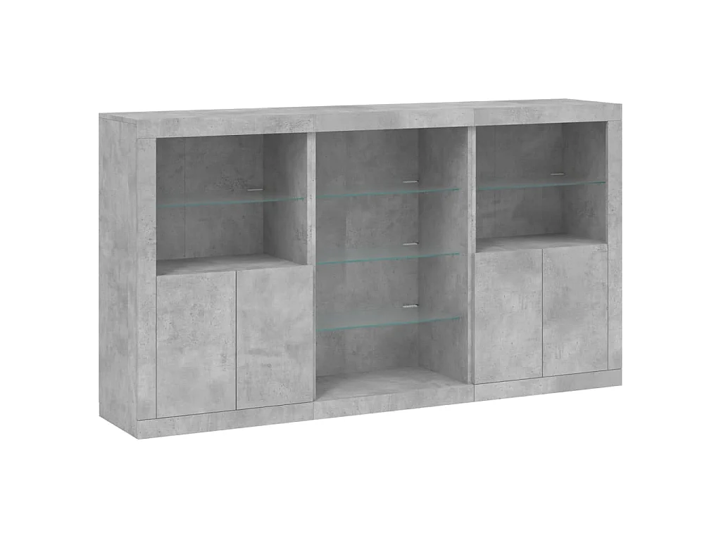 Dressoir met LED-verlichting 181,5x37x100 cm betongrijs