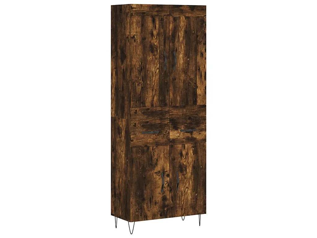 Hoge kast 69,5x34x180 cm bewerkt hout gerookt eikenkleurig