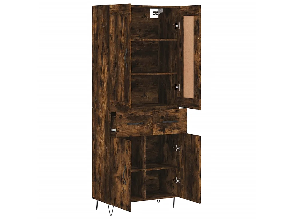 Hoge kast 69,5x34x180 cm bewerkt hout gerookt eikenkleurig