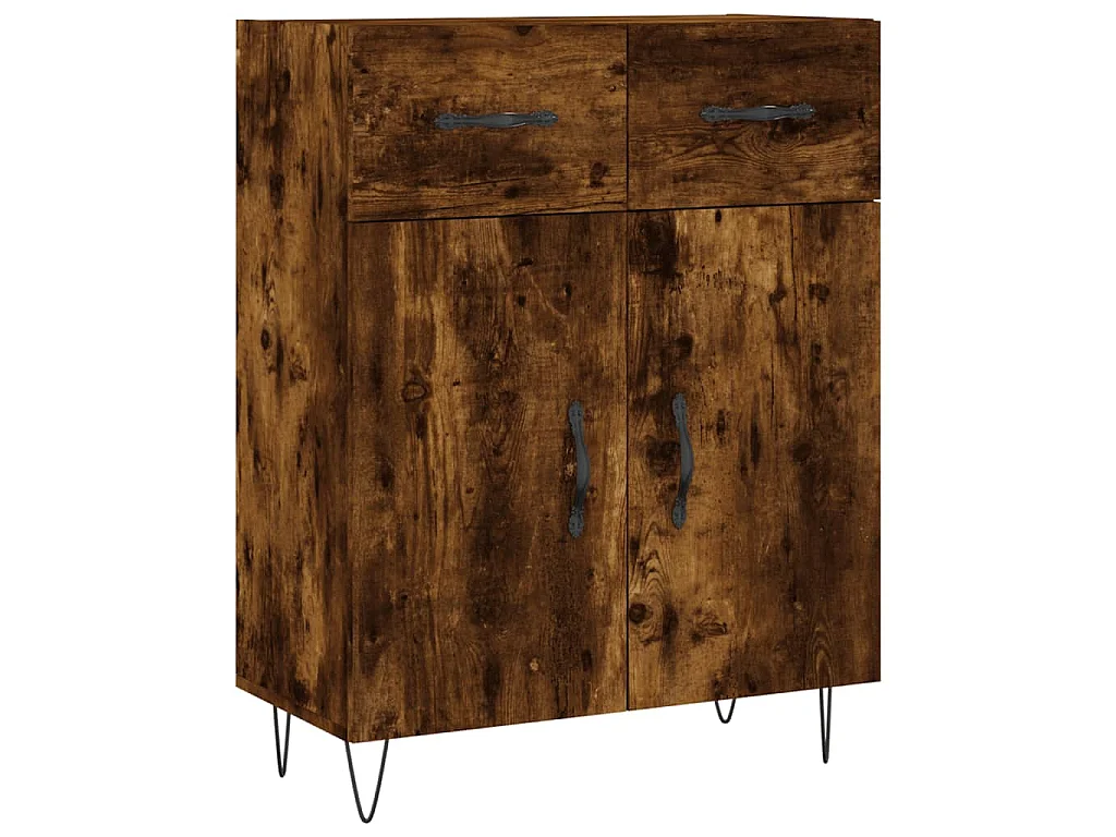 Hoge kast 69,5x34x180 cm bewerkt hout gerookt eikenkleurig