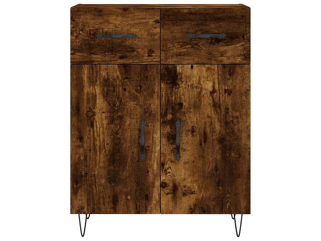 Hoge kast 69,5x34x180 cm bewerkt hout gerookt eikenkleurig
