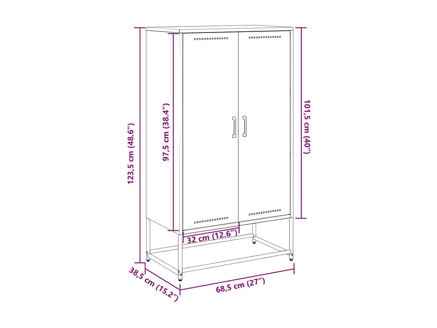 Aparador alto 68,5x38,5x123,5 cm aço verde azeitona