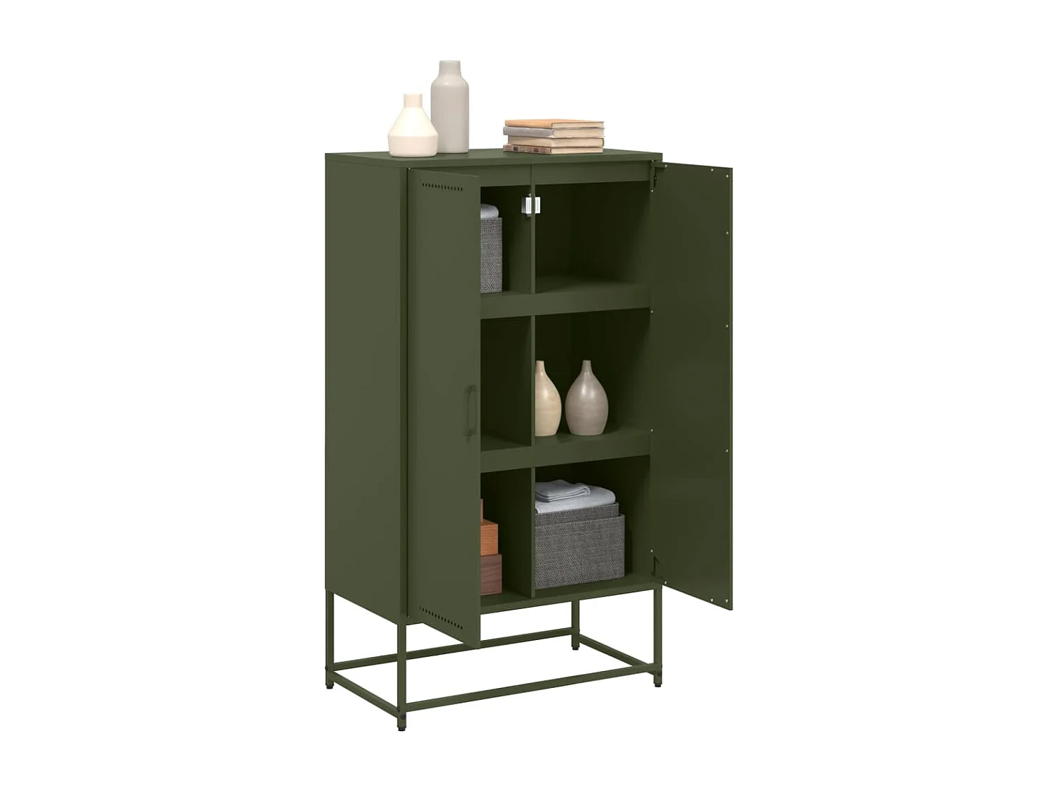 Aparador alto 68,5x38,5x123,5 cm aço verde azeitona