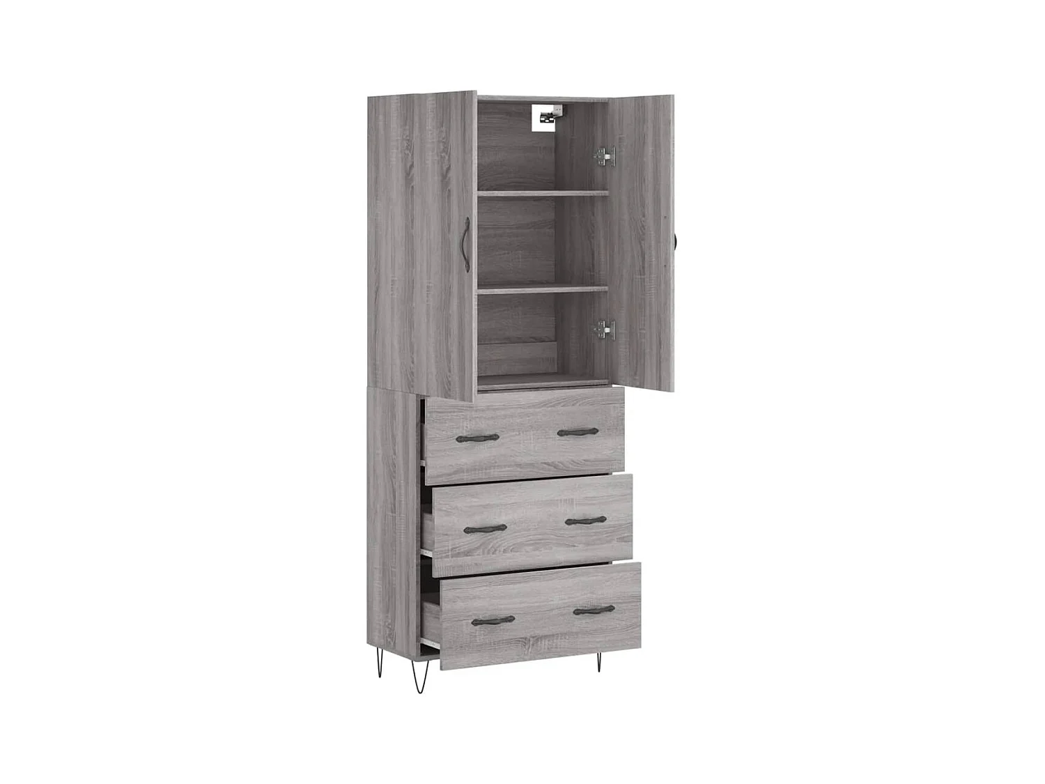 Highboard Grau Sonoma 69,5x34x180 cm Holzwerkstoff
