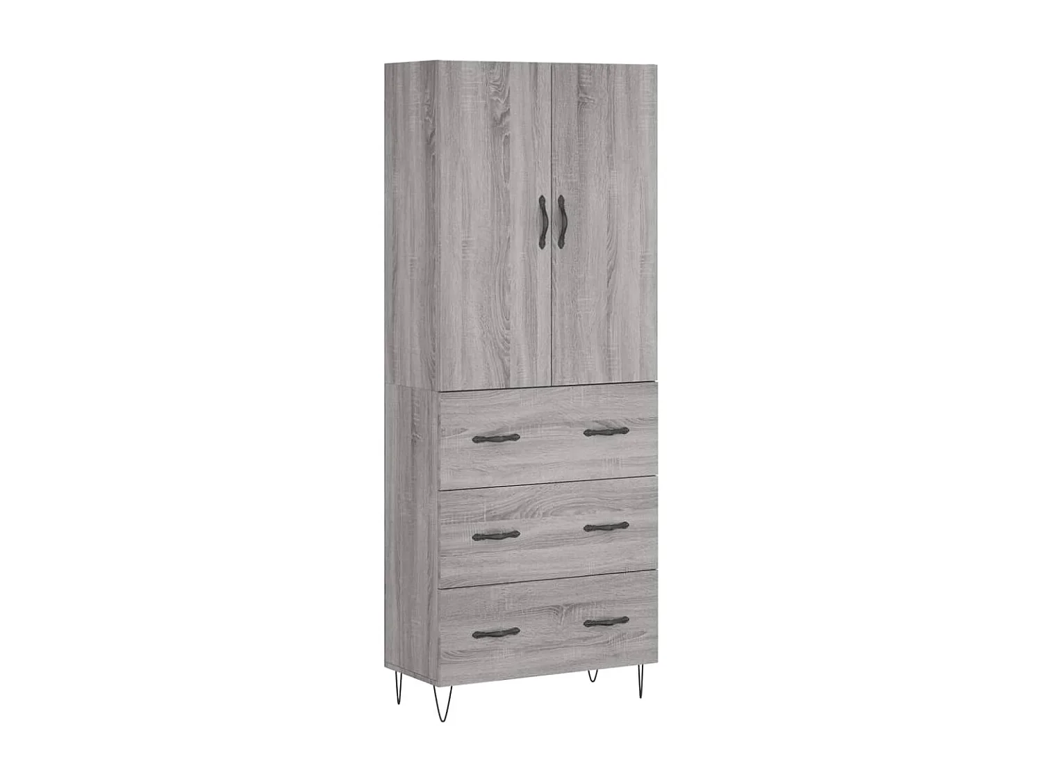 Credenza Grigio Sonoma 69,5x34x180 cm in Legno Multistrato