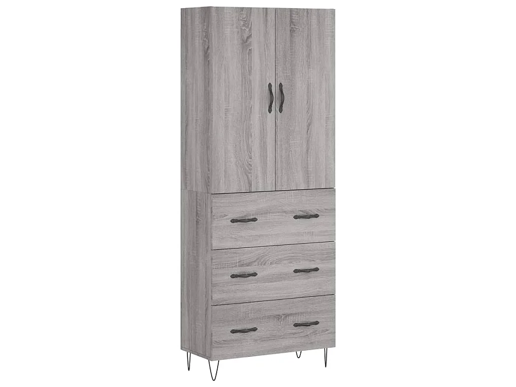 Buffet haut Sonoma gris 69,5x34x180 cm Bois d'ingénierie