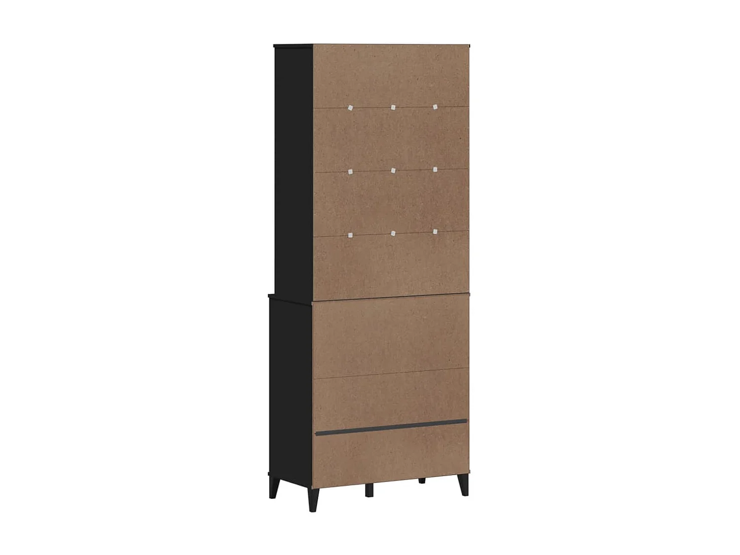 Credenza VIKEN Nera 80x40x200 cm in Legno Massello di Pino