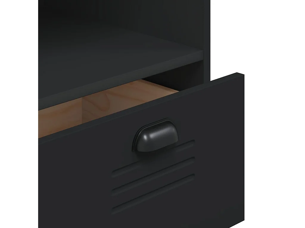 Credenza VIKEN Nera 80x40x200 cm in Legno Massello di Pino