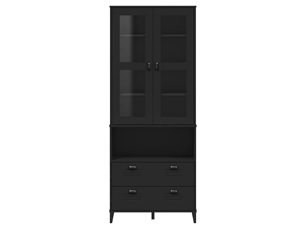 Credenza VIKEN Nera 80x40x200 cm in Legno Massello di Pino
