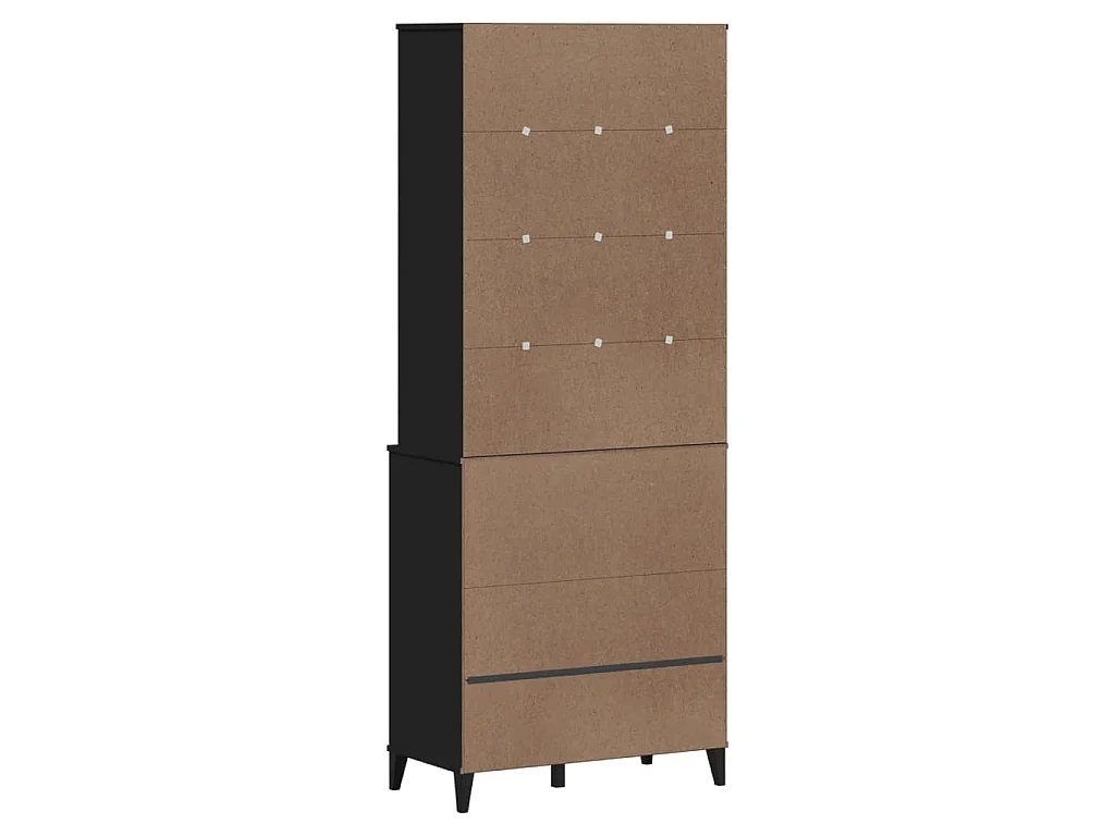 Credenza VIKEN Nera 80x40x200 cm in Legno Massello di Pino