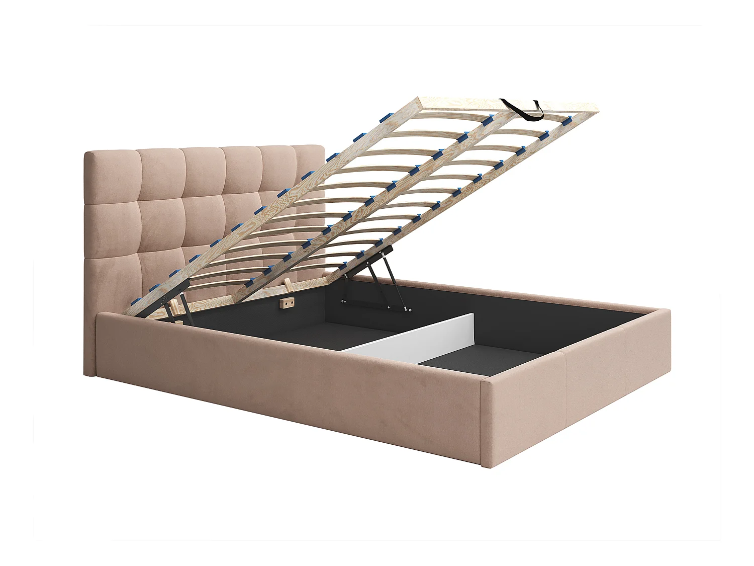 Lit coffre 180 x 200 cm - Velours - Beige + Matelas - MIRDAL de Pascal Morabito