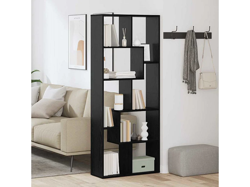 Boekenkast Zwart Eiken 67 x 25 x 162 cm Bewerkt hout