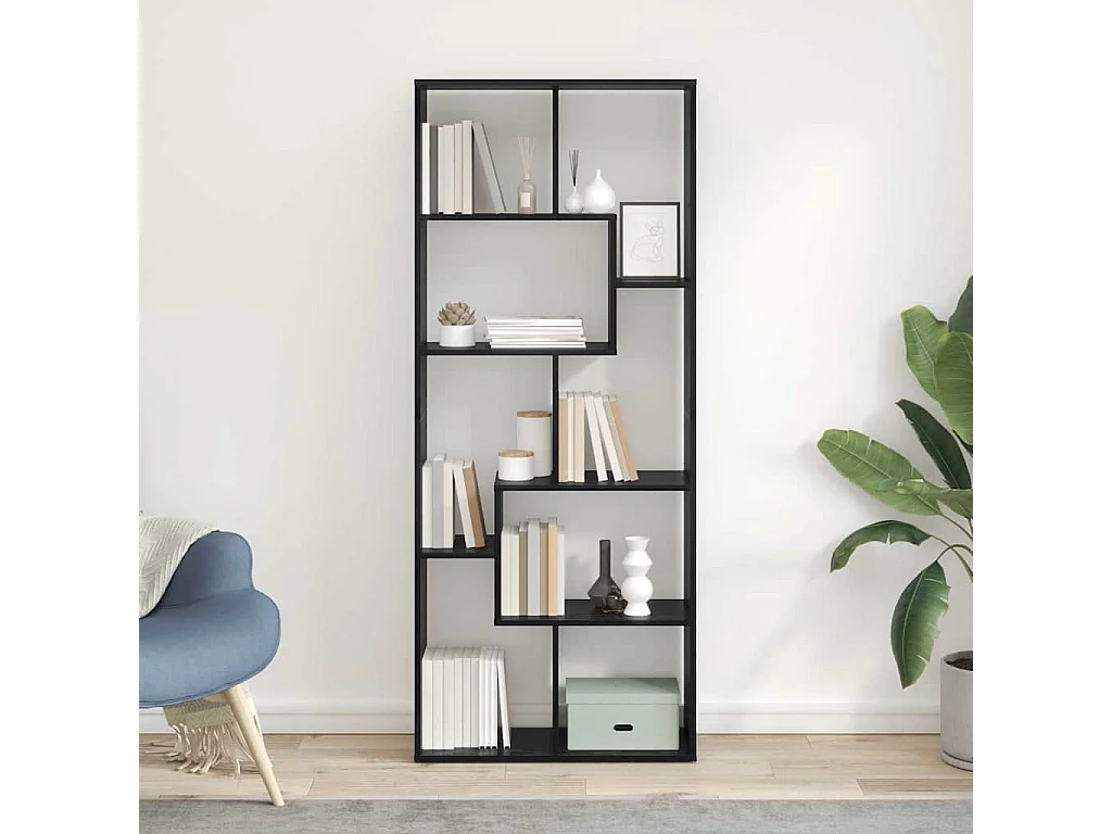 Boekenkast Zwart Eiken 67 x 25 x 162 cm Bewerkt hout