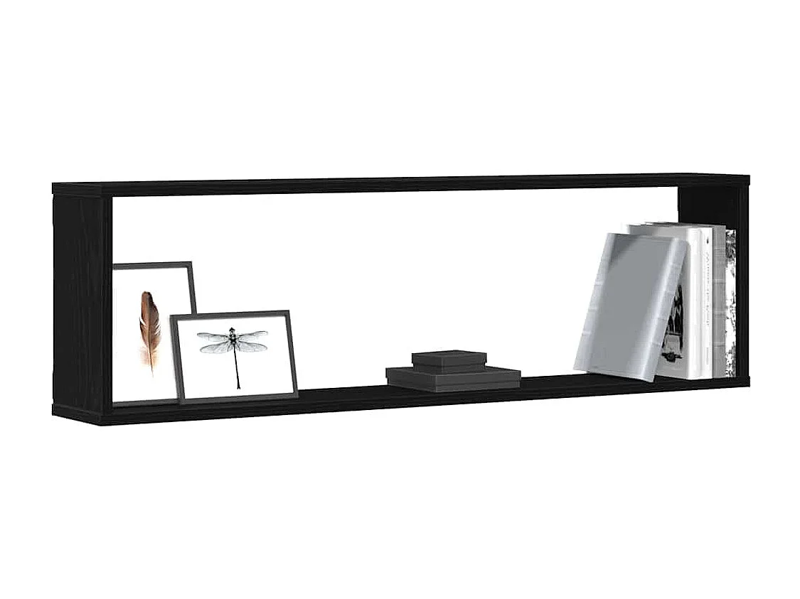 Mensole Parete Cubo 4 pz Rovere Nero 100x15x30 cm Multistrato