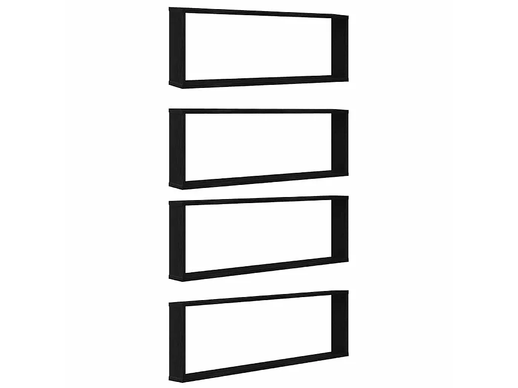 Wandrekken Kubusvormige 4 st 100x15x30 cm spaanplaat zwart