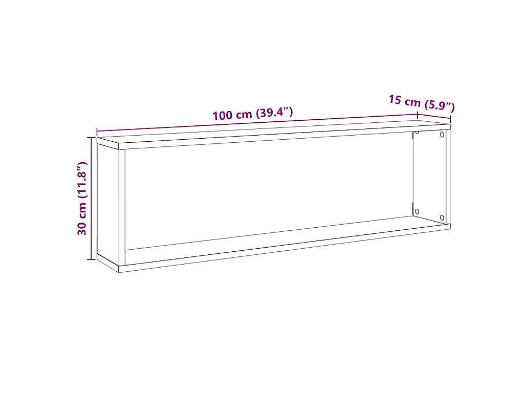 Wandrekken Kubusvormige 4 st 100x15x30 cm spaanplaat zwart
