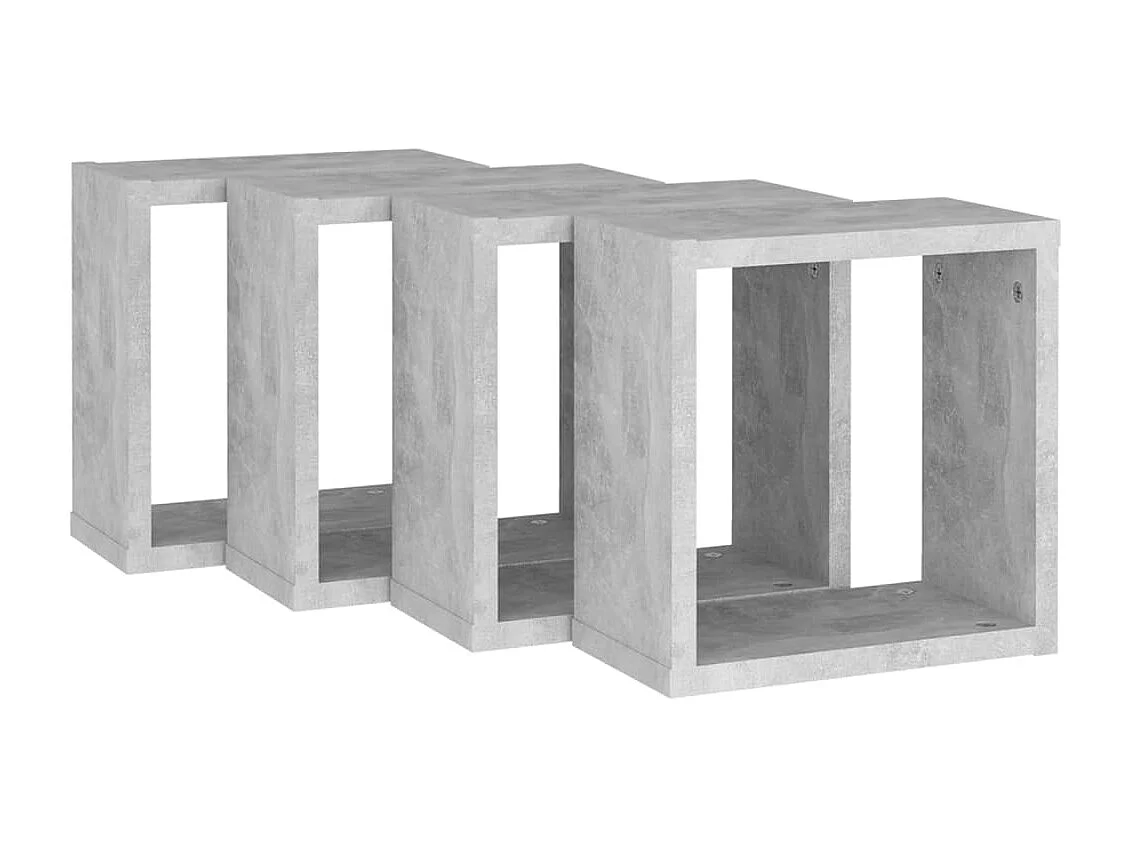 Étagères cube murales 4 pcs Gris béton 30x15x30 cm