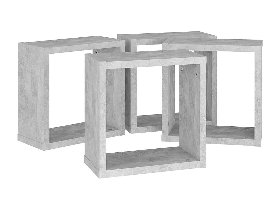 Étagères cube murales 4 pcs Gris béton 30x15x30 cm