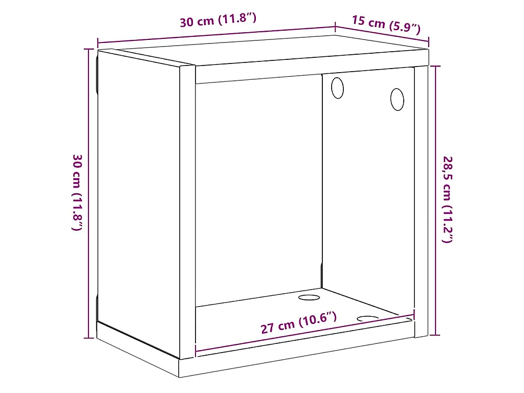 Mensole Parete a Cubo 4 pz Grigio Cemento 30x15x30 cm