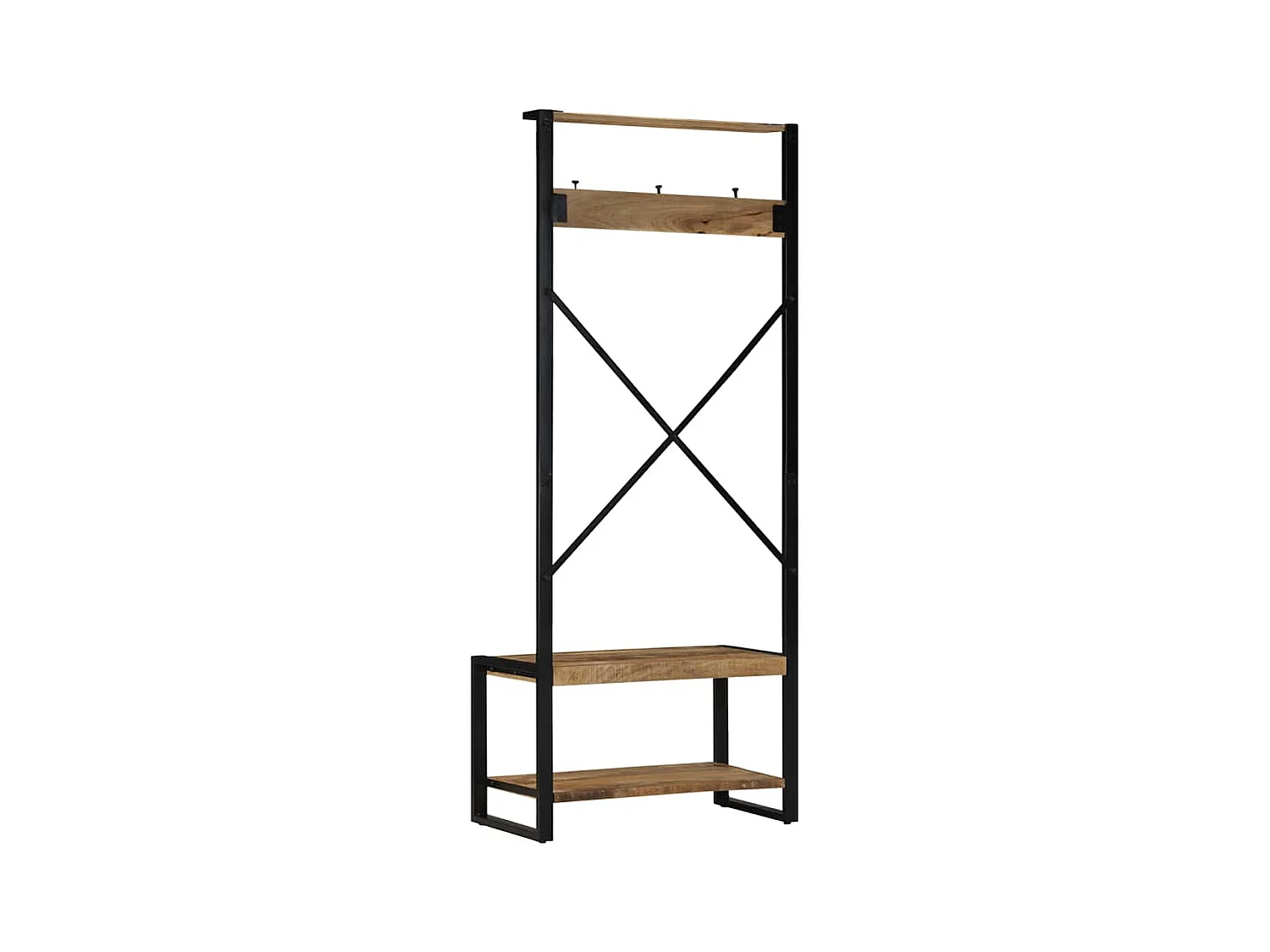 Kleiderständer 80x40x190 cm Raues Massivholz Mango