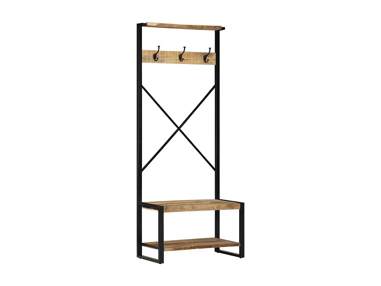 Porte-vêtements 80x40x190 cm bois de manguier massif brut