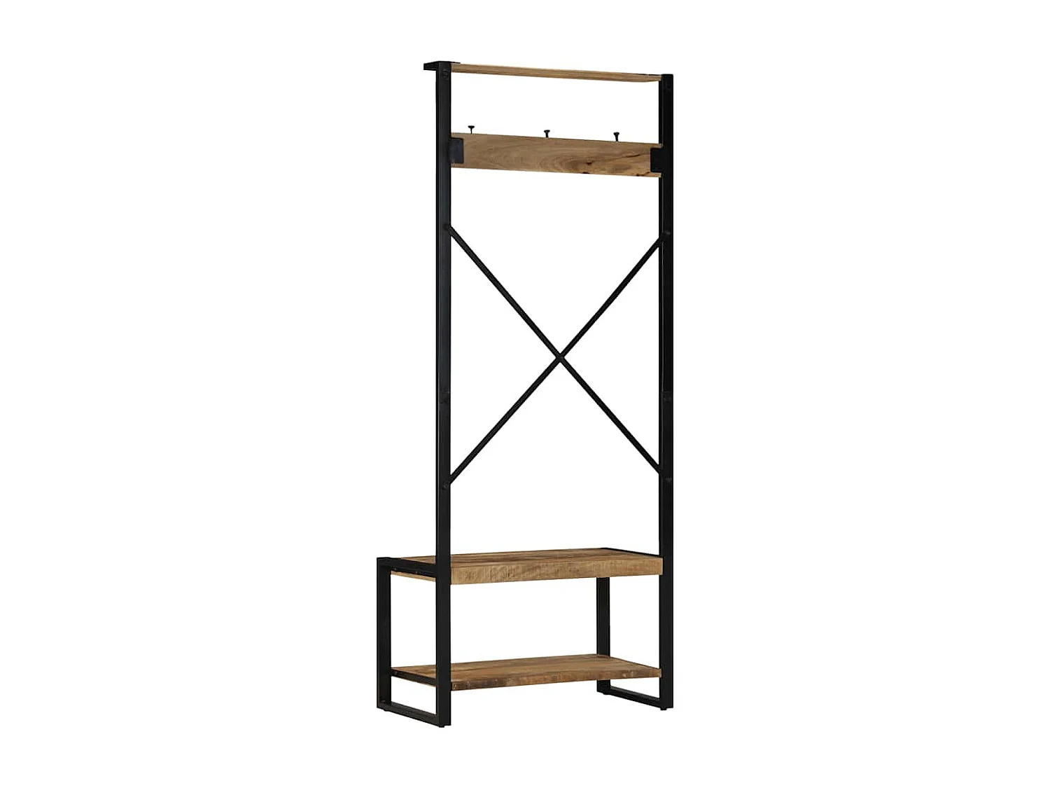 Porte-vêtements 80x40x190 cm bois de manguier massif brut