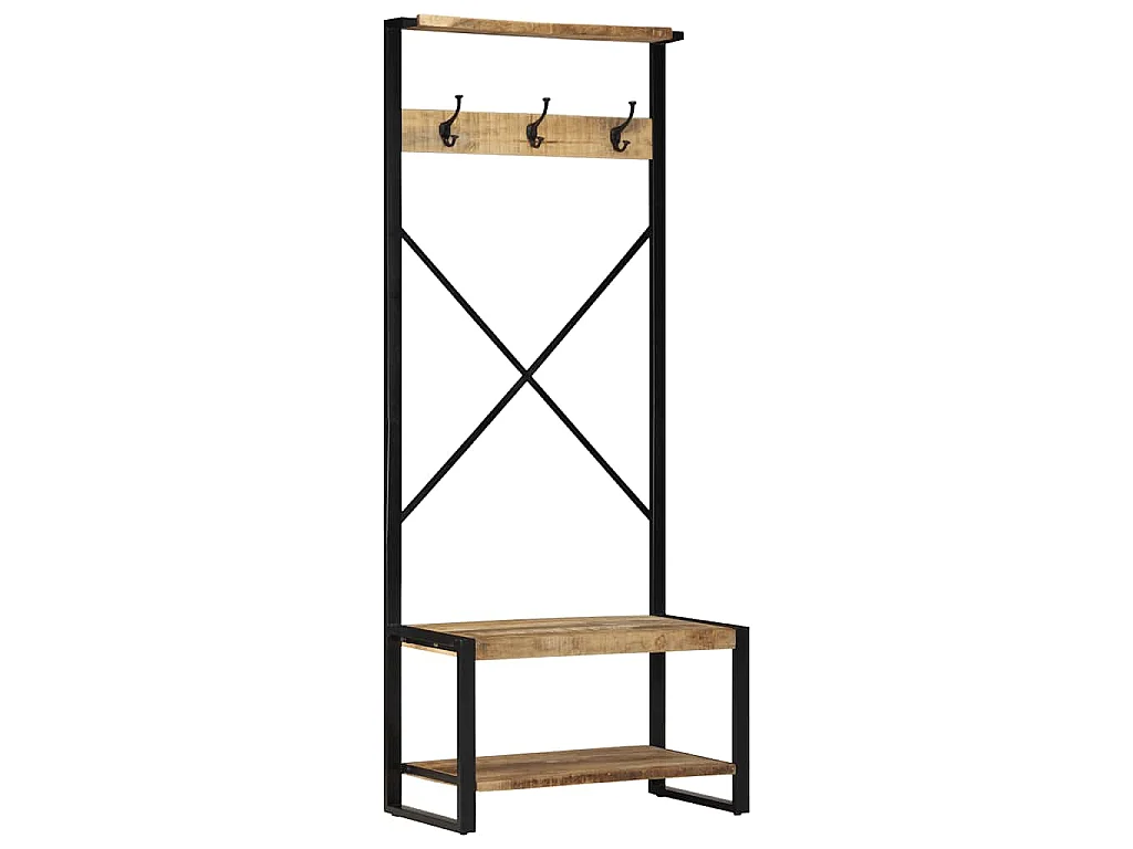 Kleiderständer 80x40x190 cm Raues Massivholz Mango