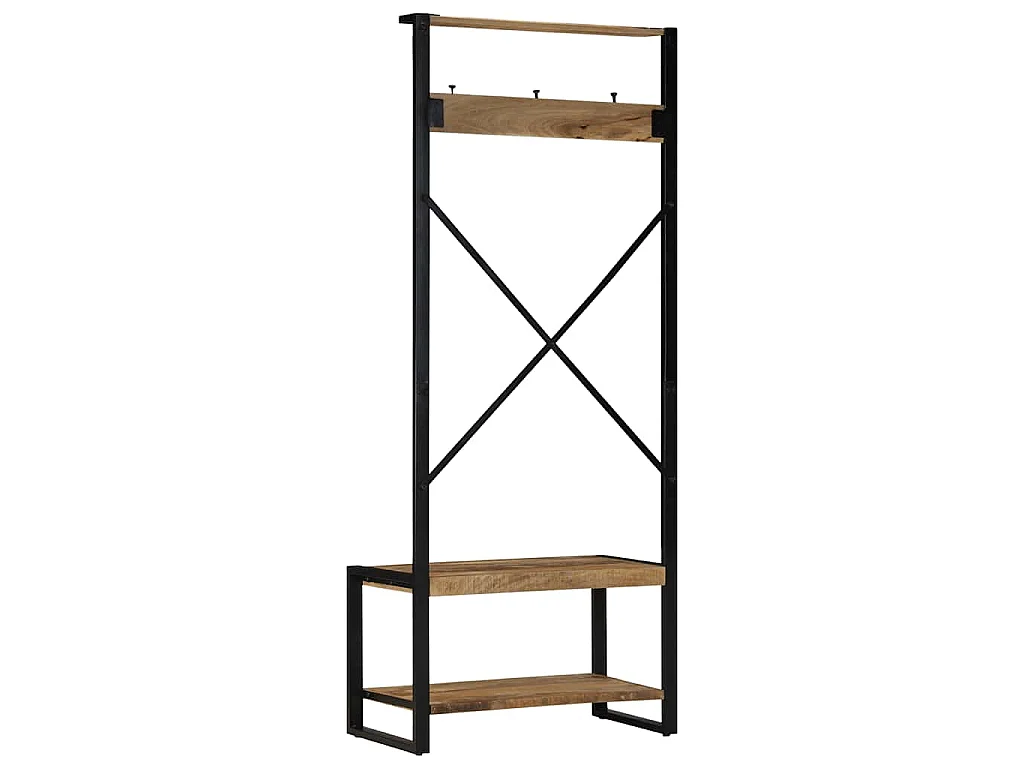 Kleiderständer 80x40x190 cm Raues Massivholz Mango