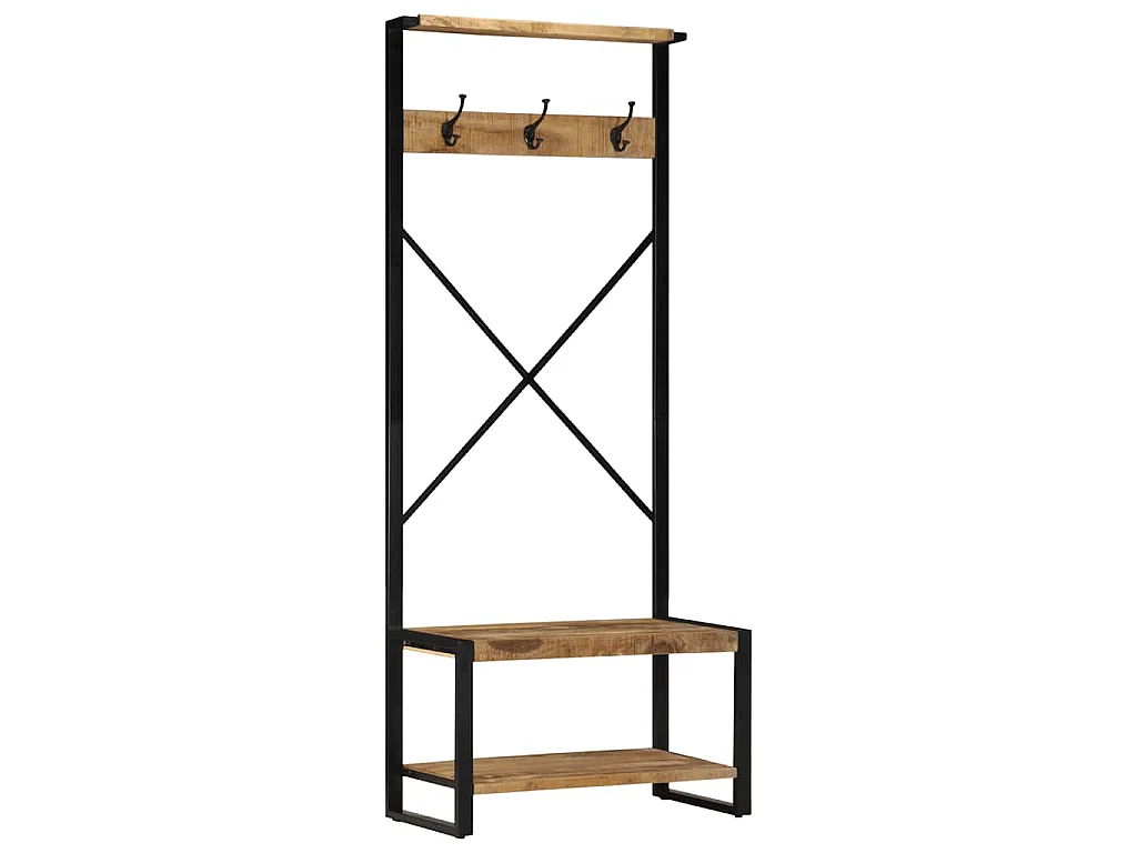 Kledingrek 80x40x190 cm massief ruw hout mango