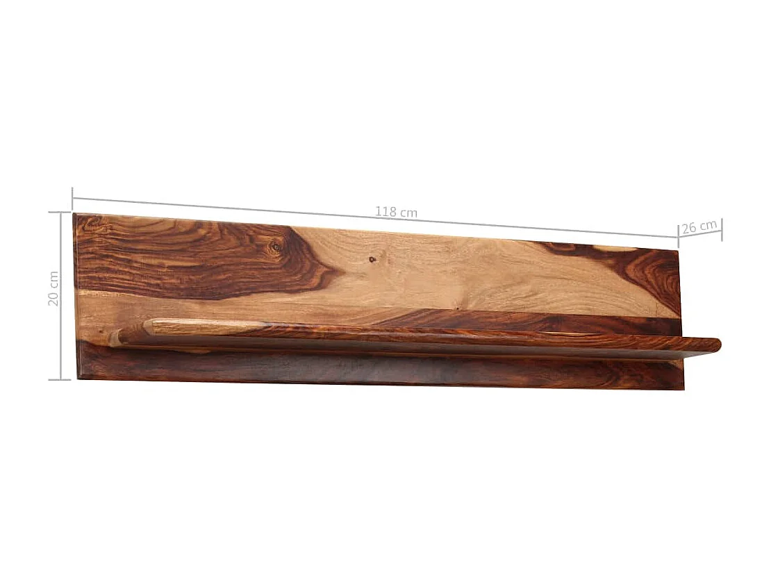 Étagères murales 2 pcs 118 x 26 x 20 cm Bois de Sesham massif