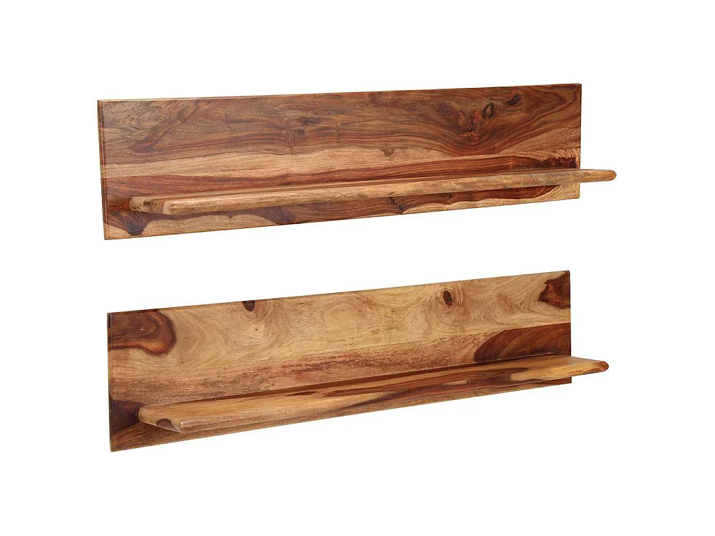 Mensole 2 pz 118x26x20 cm in Legno Massello di Acacia