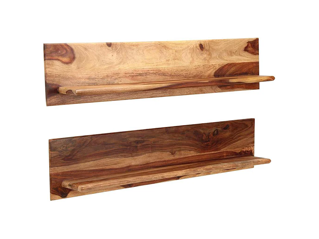 Mensole 2 pz 118x26x20 cm in Legno Massello di Acacia