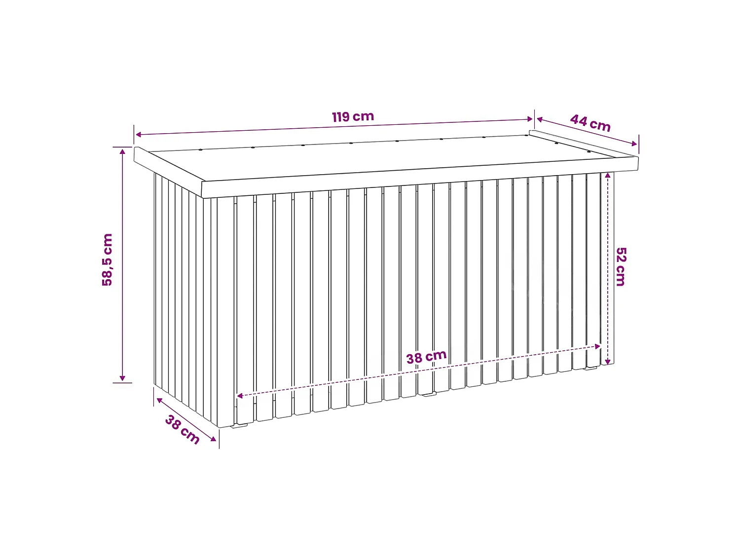 Gartenlagerbox Imprägniertes Kiefernholz 119 x 44 x 58,5 cm