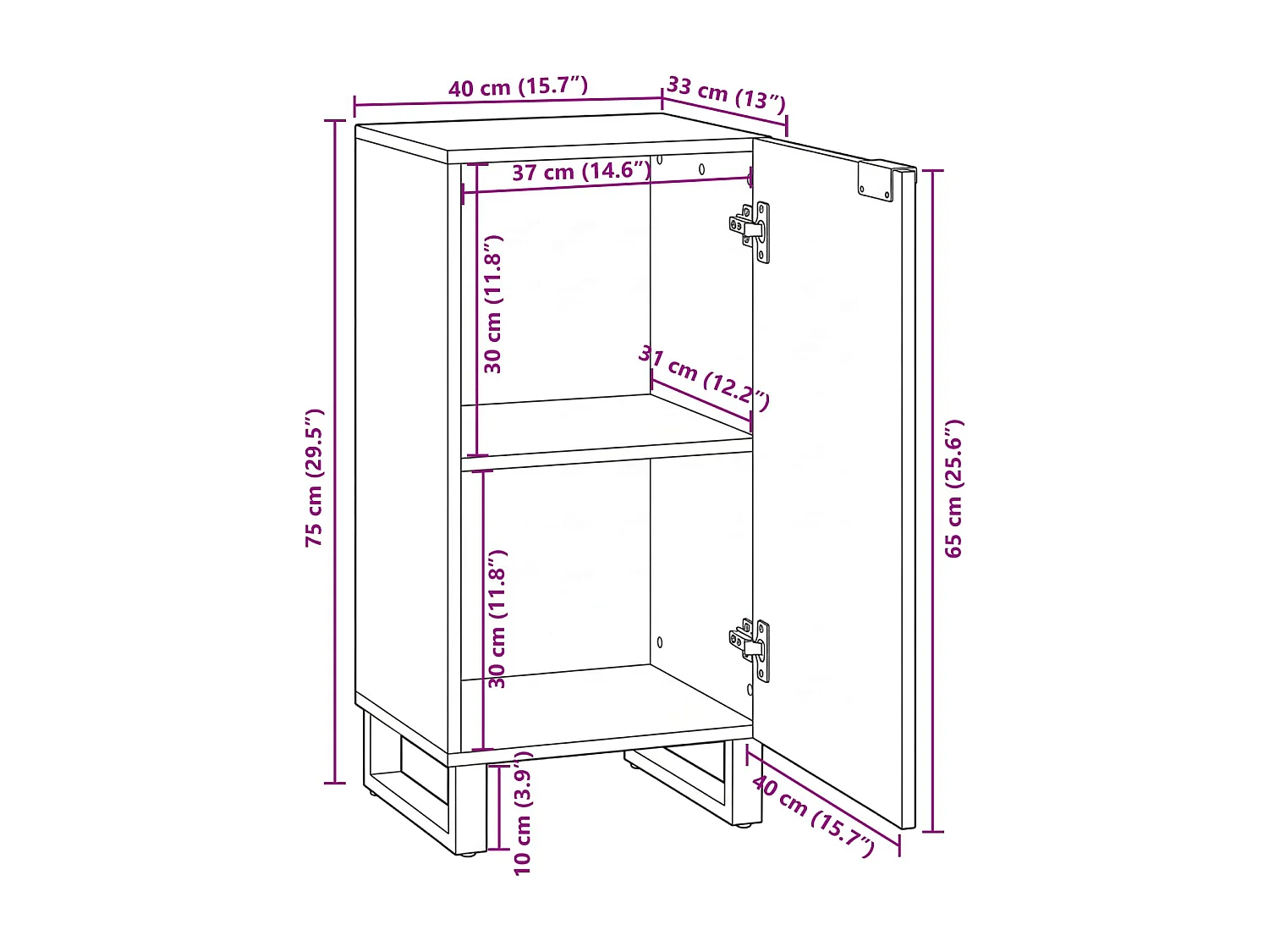 Buffet Marron 40 x 33 x 75 cm bois de manguier massif
