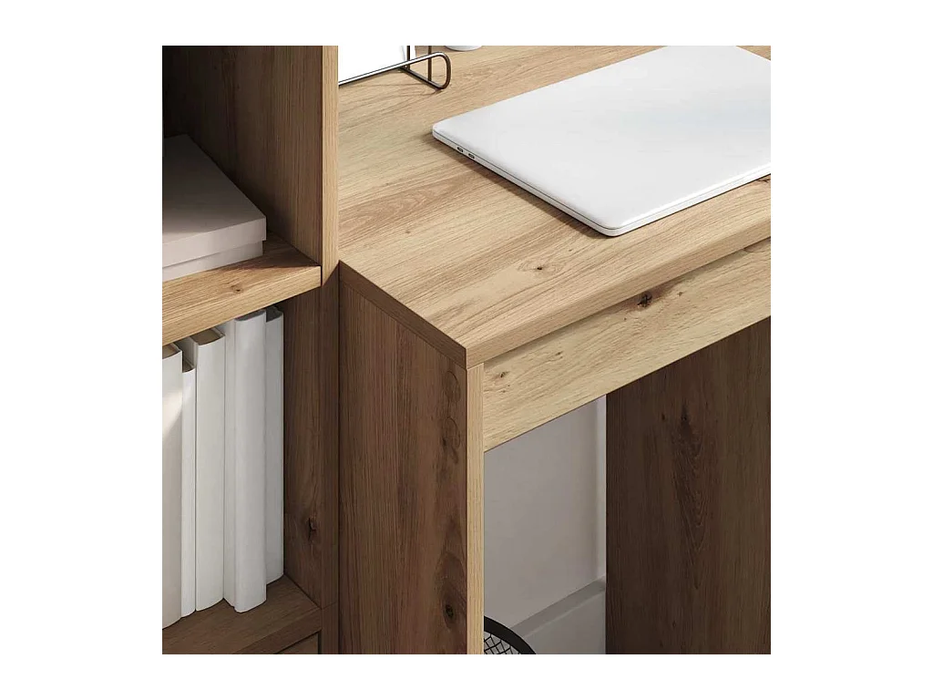 Bureau avec rangement 2 pcs chêne artisanal Bois d'ingénierie