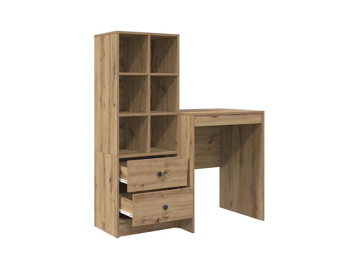 Bureau avec rangement 2 pcs chêne artisanal Bois d'ingénierie