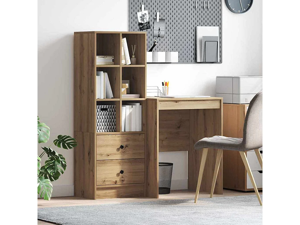 Bureau avec tiroir 2 pcs Chêne artisanal