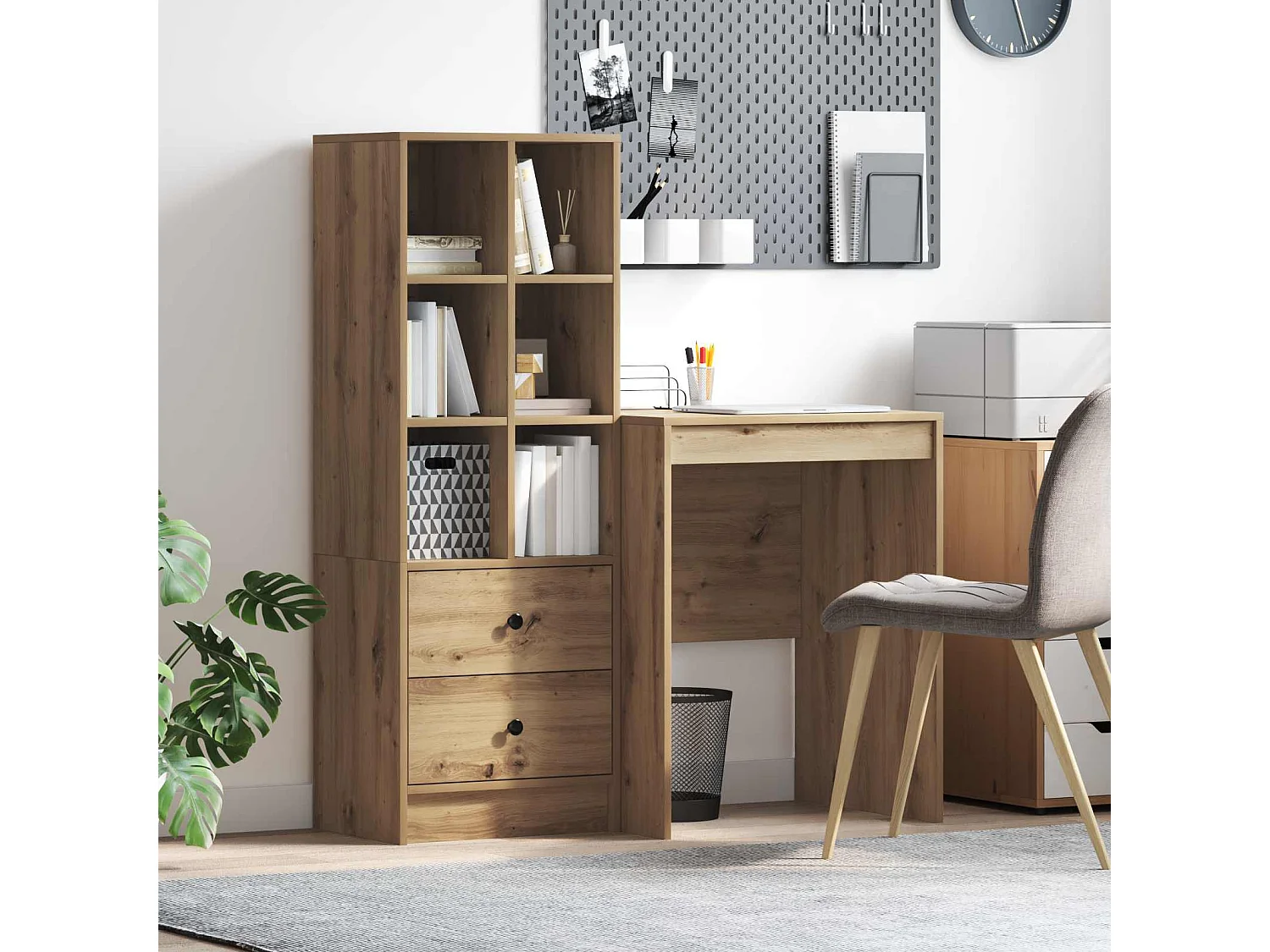 Schreibtisch mit Schubladen mit Regal 2 pcs Artisan-Eiche