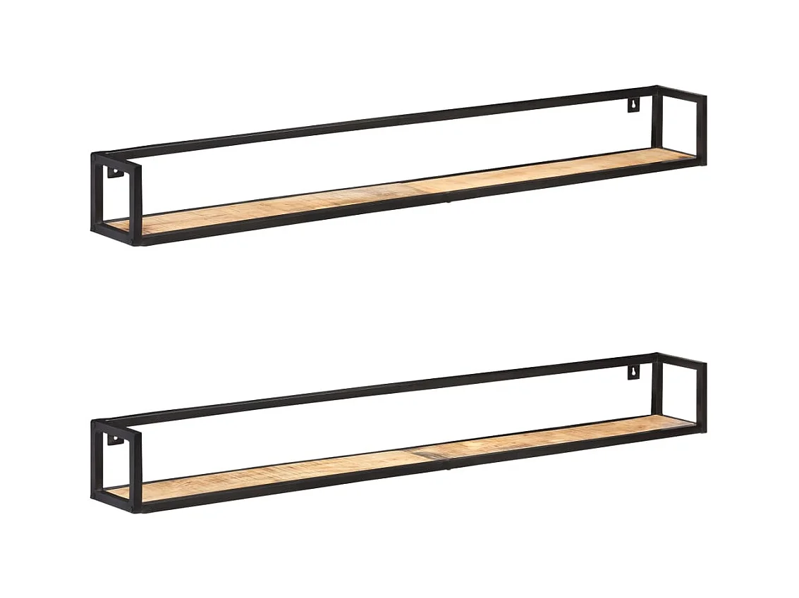 Étagères murales 2 pcs 160 cm Bois de manguier brut