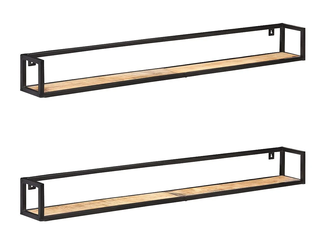 Étagères murales 2 pcs 160 cm Bois de manguier brut