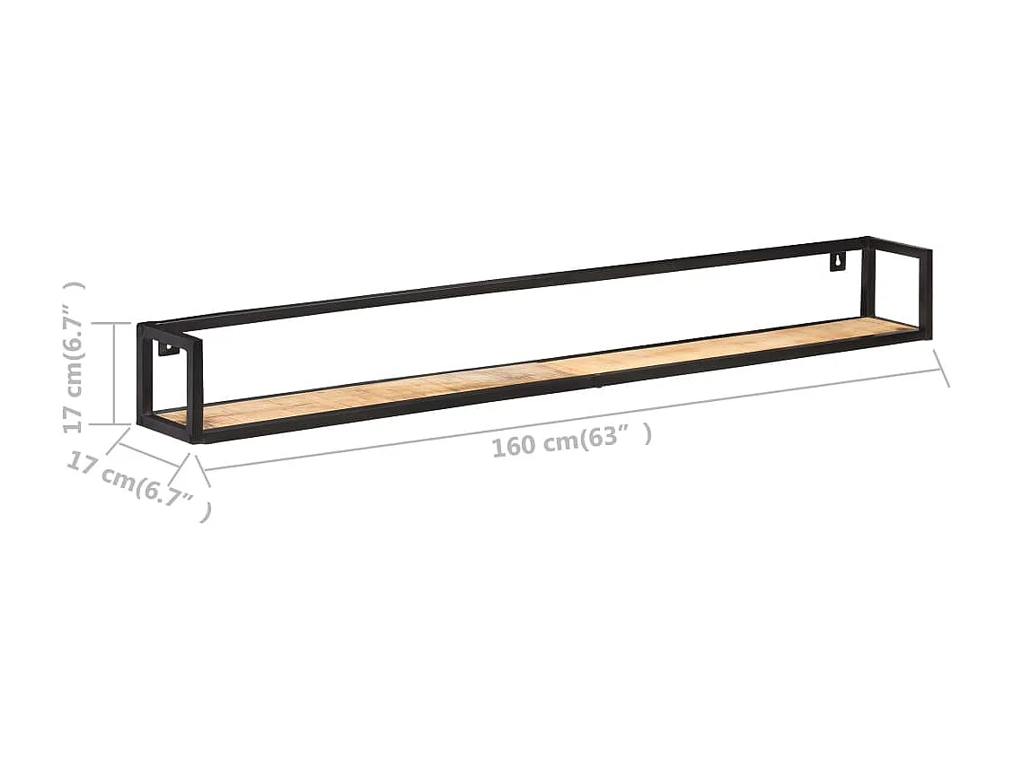 Étagères murales 2 pcs 160 cm Bois de manguier brut
