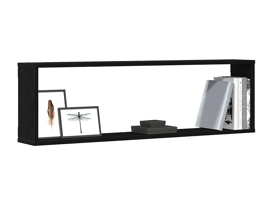 Wandrekken Kubusvormig 2 st 100x15x30 cm spaanplaat zwart
