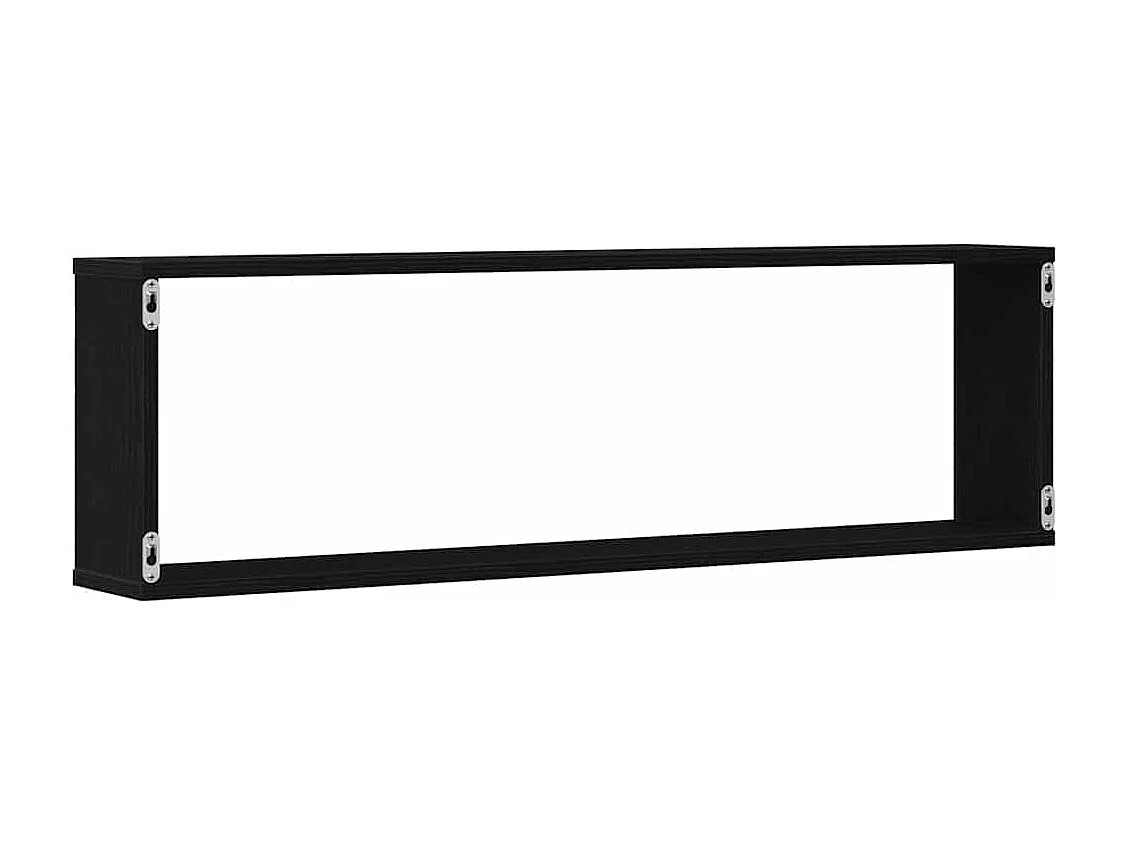 Mensole Parete Cubo 2 pz Rovere Nero 100x15x30 cm Multistrato