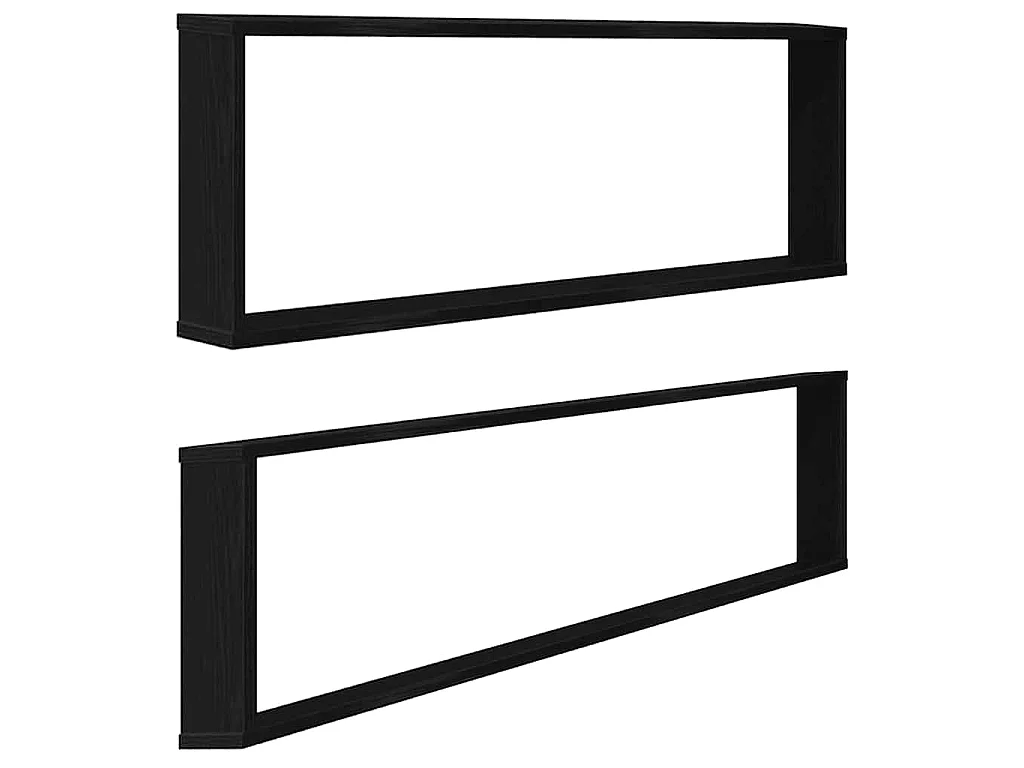 Wandrekken Kubusvormig 2 st 100x15x30 cm spaanplaat zwart